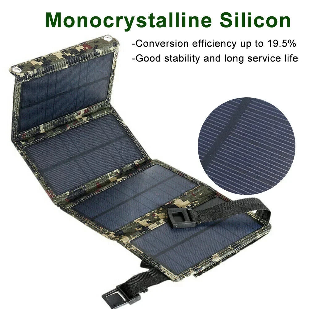 JahyElec New 80W USB Solar Panel Folding Power Bank Outdoor Camping Hiking Phone Charger