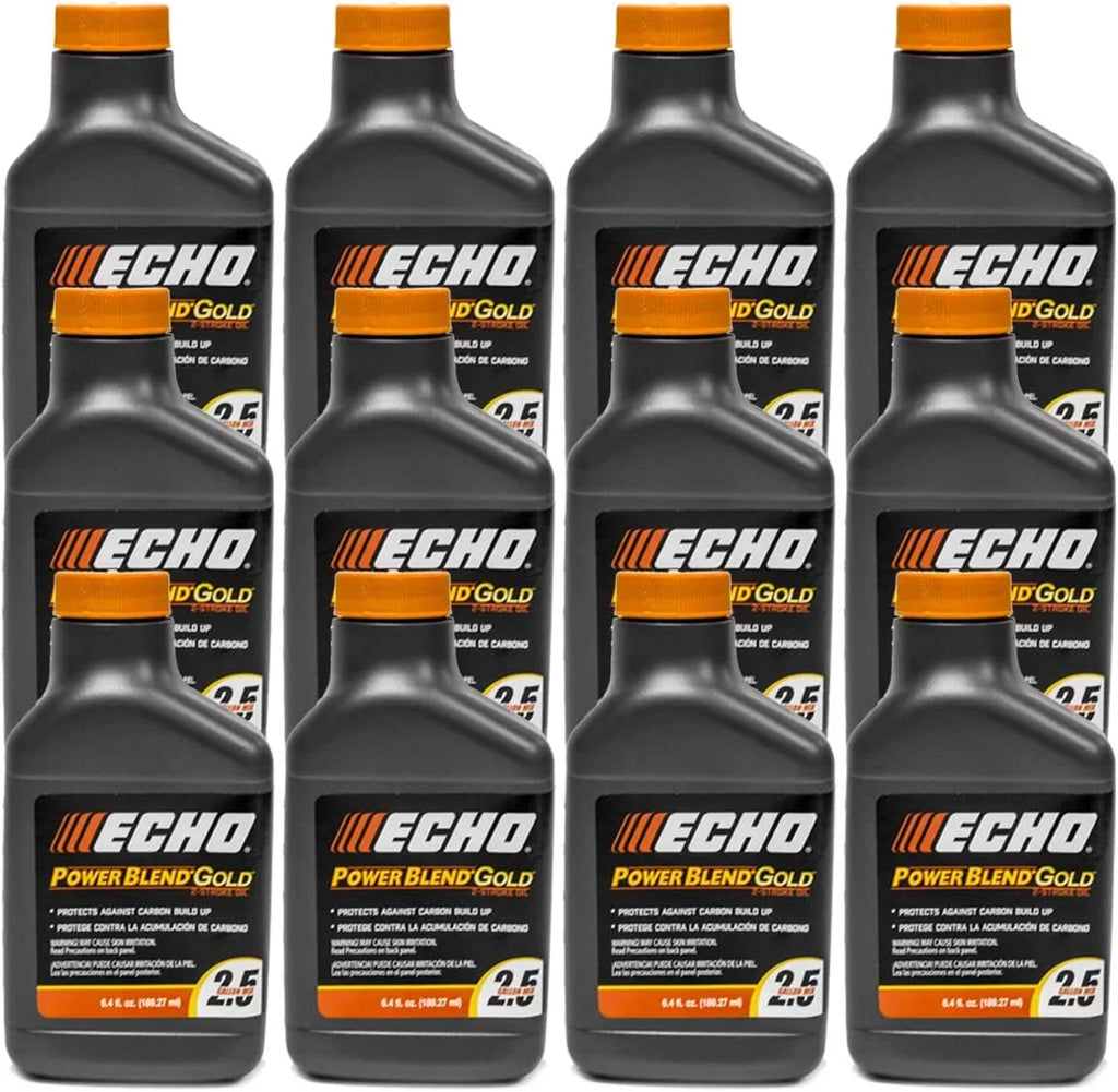 12 Pack of Echo PowerBlend Gold 2-Stroke Engine Oil 6.4 oz Bottle 50:1 Mix for 2.5 Gallons 6450025S-12PK