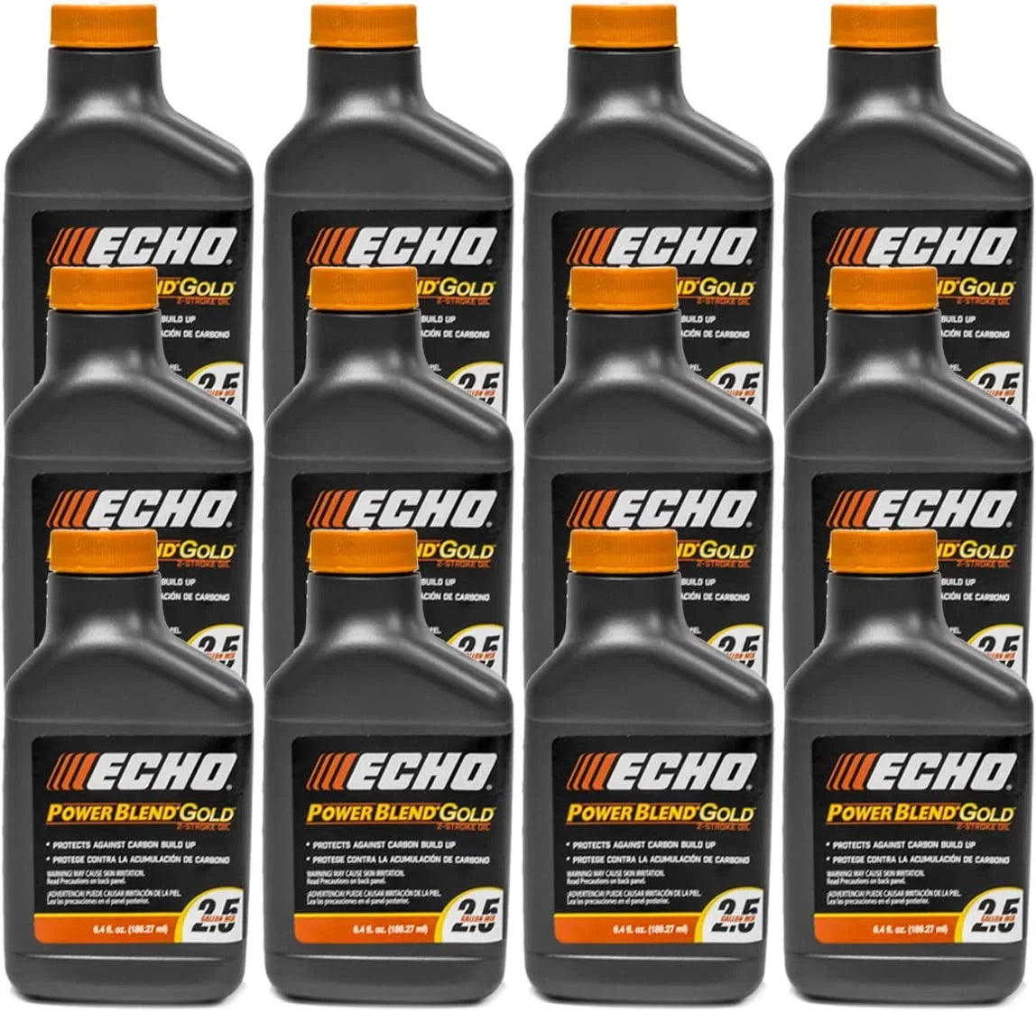 12 Pack of Echo PowerBlend Gold 2-Stroke Engine Oil 6.4 oz Bottle 50:1 Mix for 2.5 Gallons 6450025S-12PK
