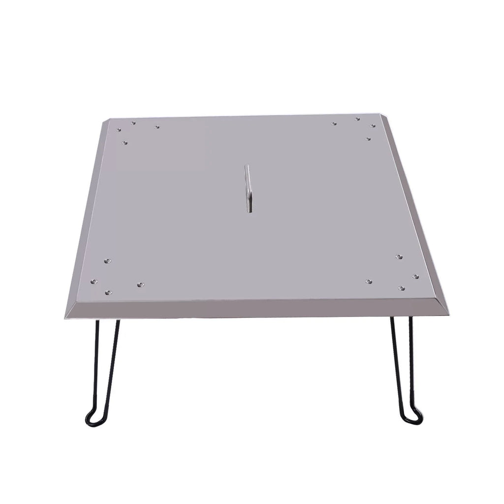 Miumaeov Square Fire Pit Burner Shield to Push Heat Down and Out Fire Pit Heat Deflector 24*24in with Foldable Legs Stainless Steel