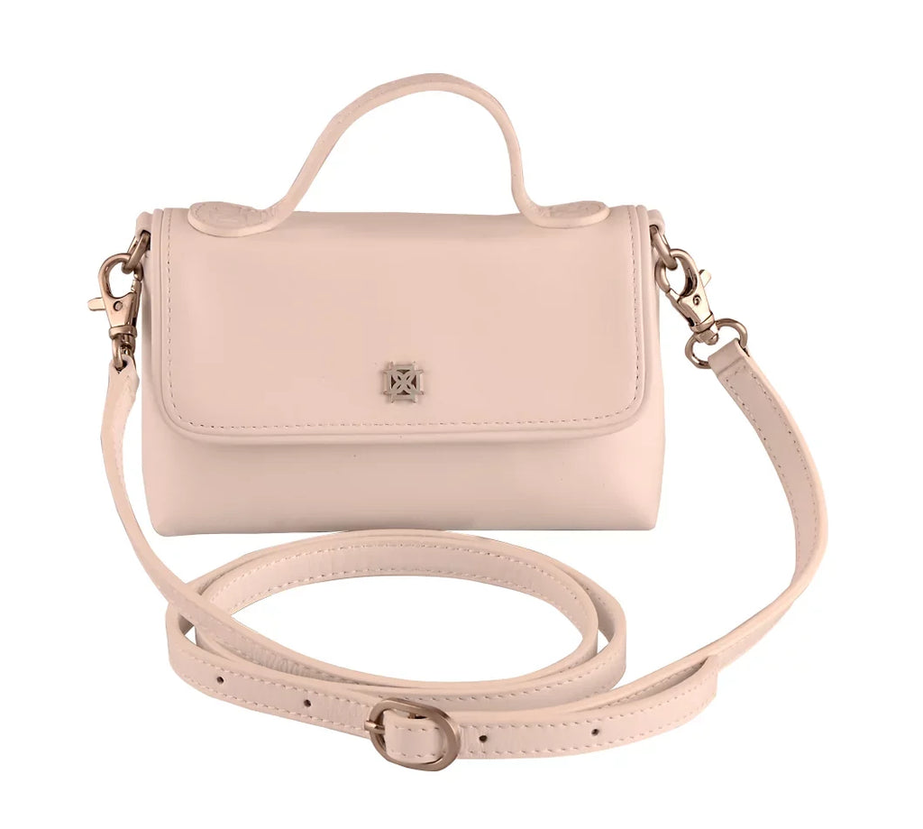 DOMINIE Crossbody Handbag /Clutch Purse White Leather With Removable Shoulder Strap Unisex Audrey