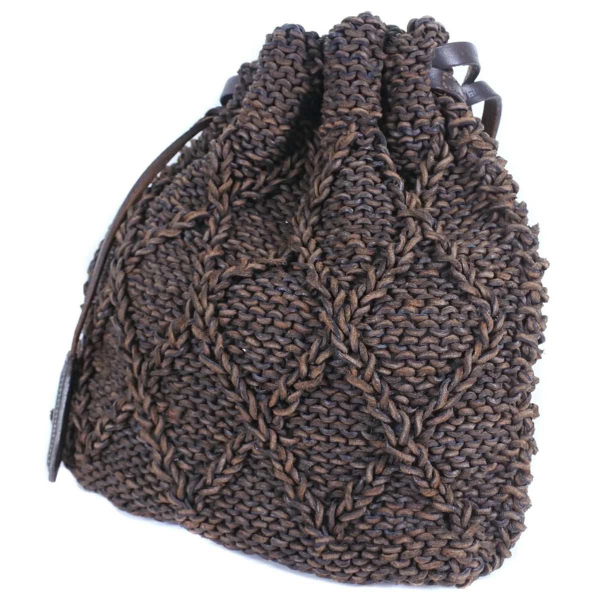 Pre-Owned Chanel Mesh Braided Leather Brown Women's Shoulder Bag (Good)