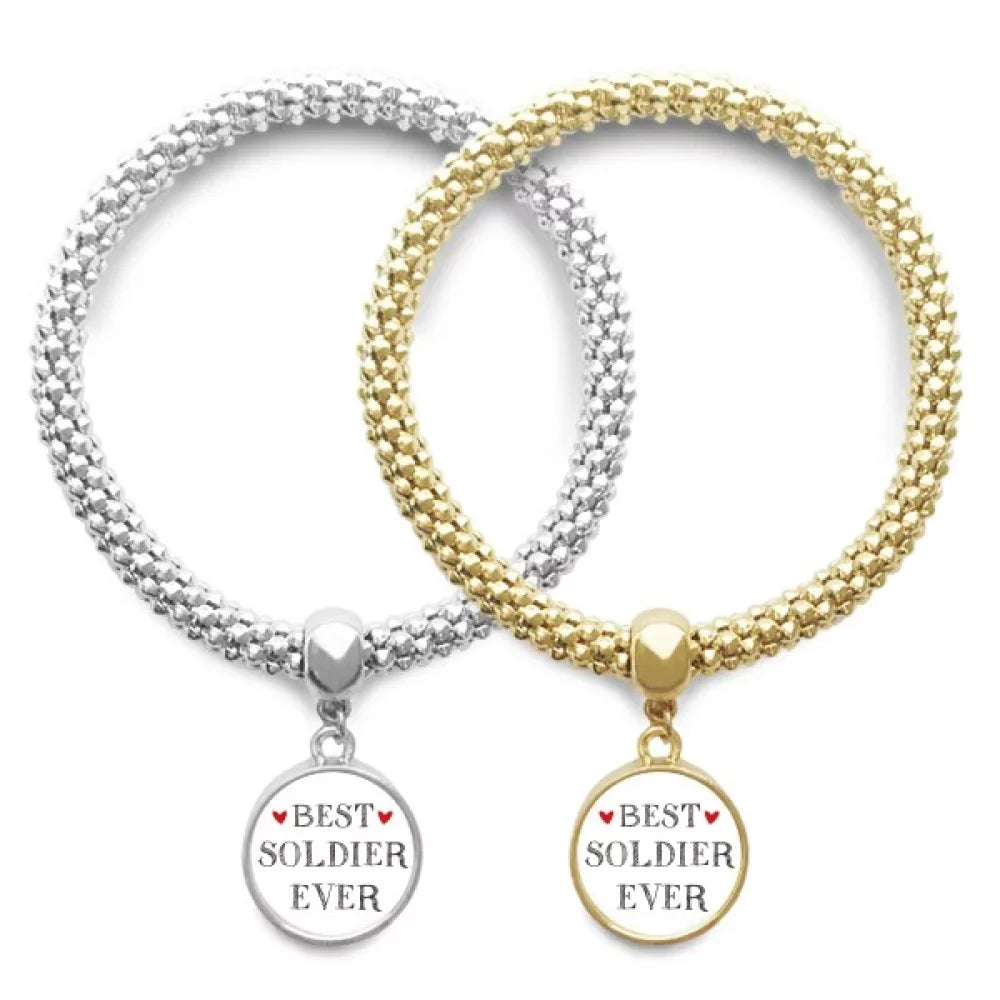 Best soldier ever Quote Profession Lover Bracelet Bangle Pendant Jewelry Couple Chain