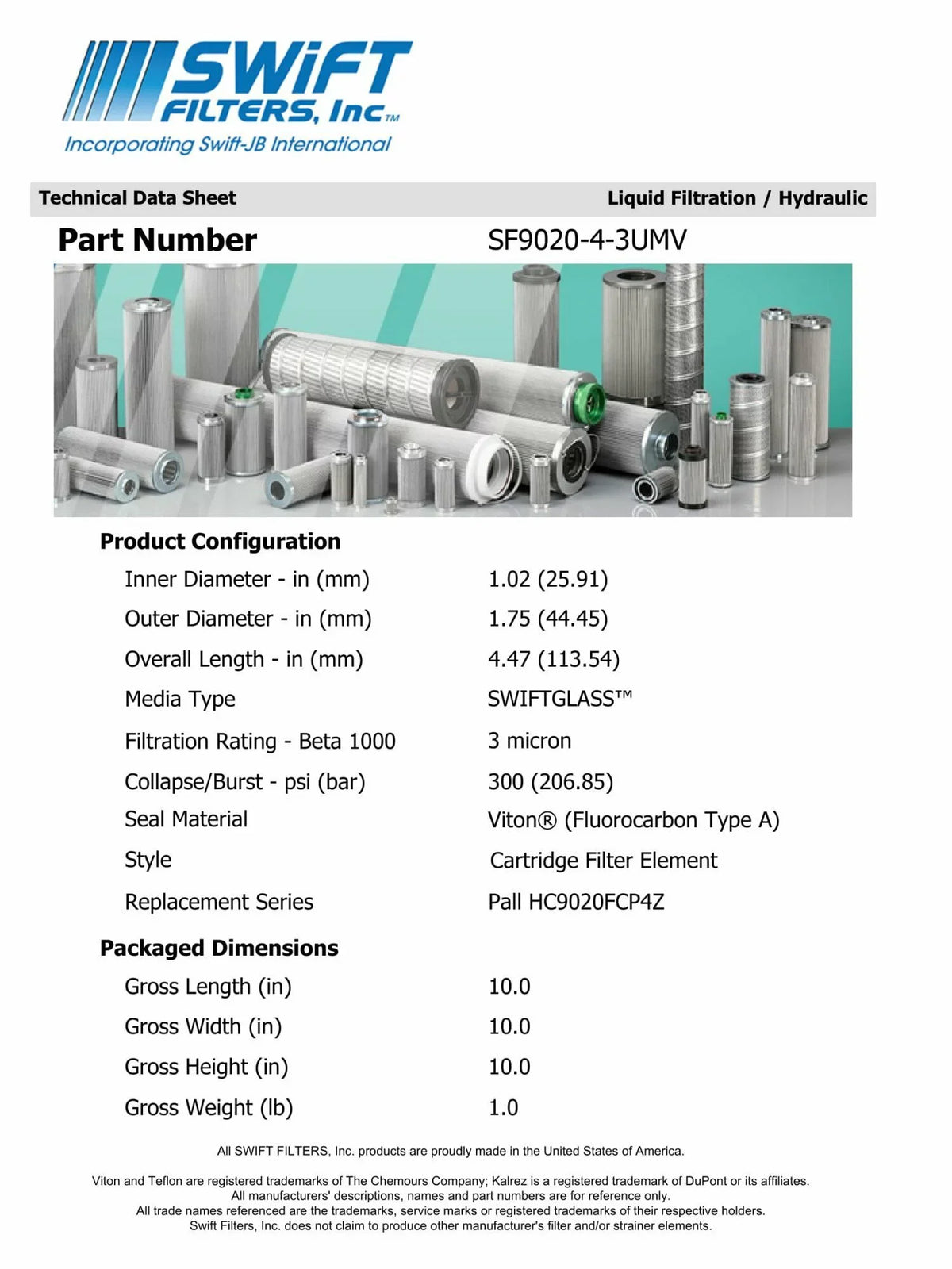 Direct Interchange for TAISEI KOGYO P-F-TMA-2-3C Cartridge Filter Element Microglass Construction 3 Micron