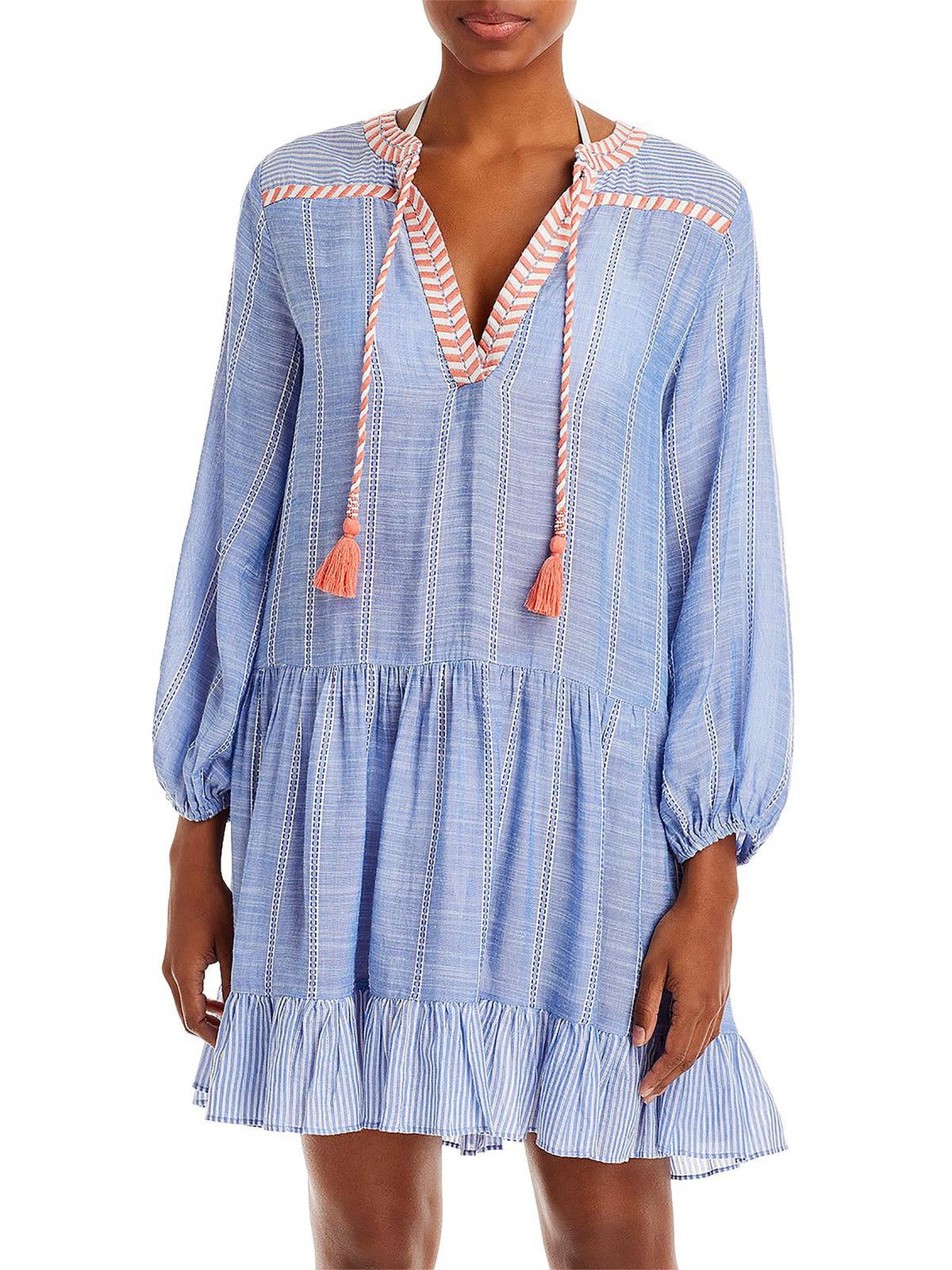 Shoshanna Women's Mini Dress Swim Enclosure (S, Chambray/White)