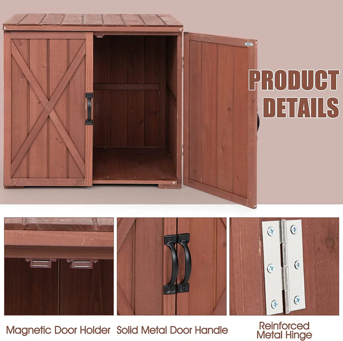 30" Outdoor Storage Box, Timber Storage Deck Box W/Spacious Inner Space & Countertop, Tool Storage Cabinet for Backyard Garden Porch, Easy Assembly, 30" x 22" x 28.5" (Brown)