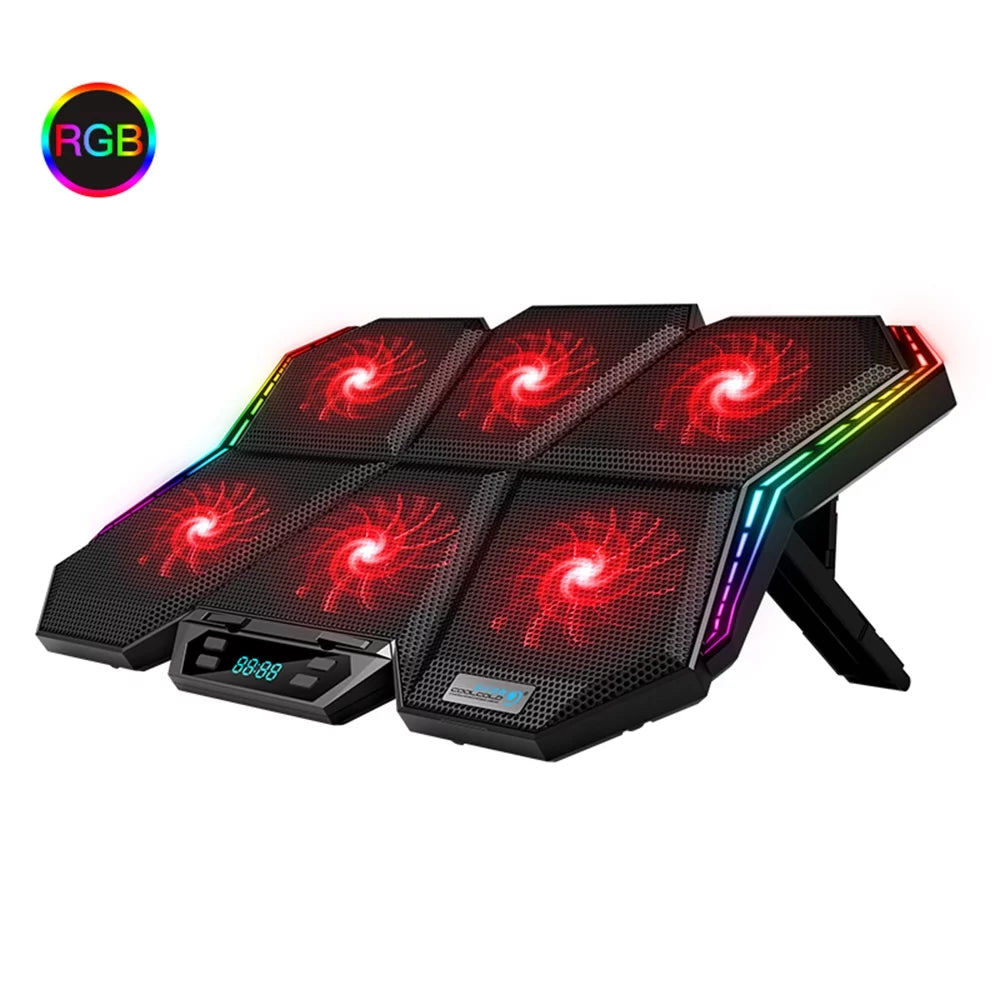 COOLCOLD K40 Laptop Cooler Stand with 6 Fans, Adjustable Wind Speed, and Mute Pattern