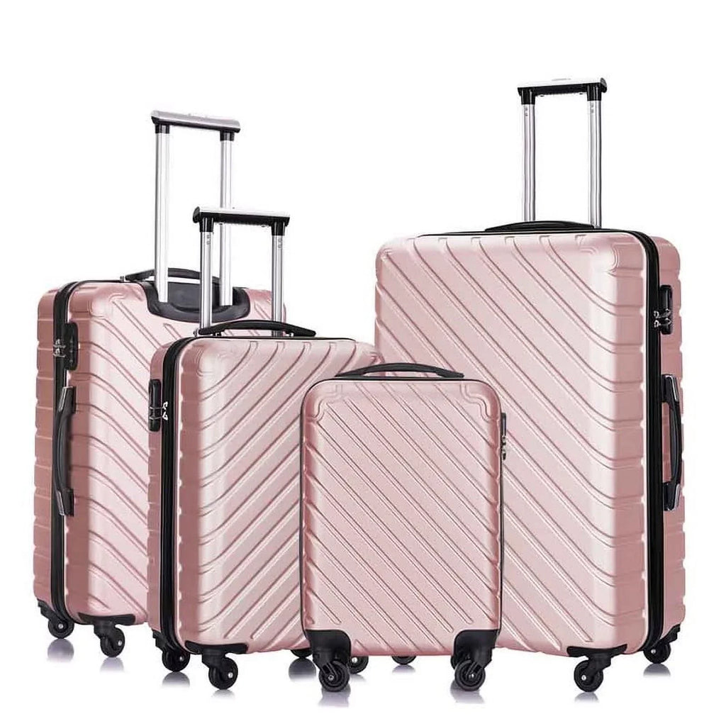 4 Piece Hardshell Luggage Sets,Travel Suitcase,Carry On Luggage with Spinner Wheels Free Enclosure Inside rose gold