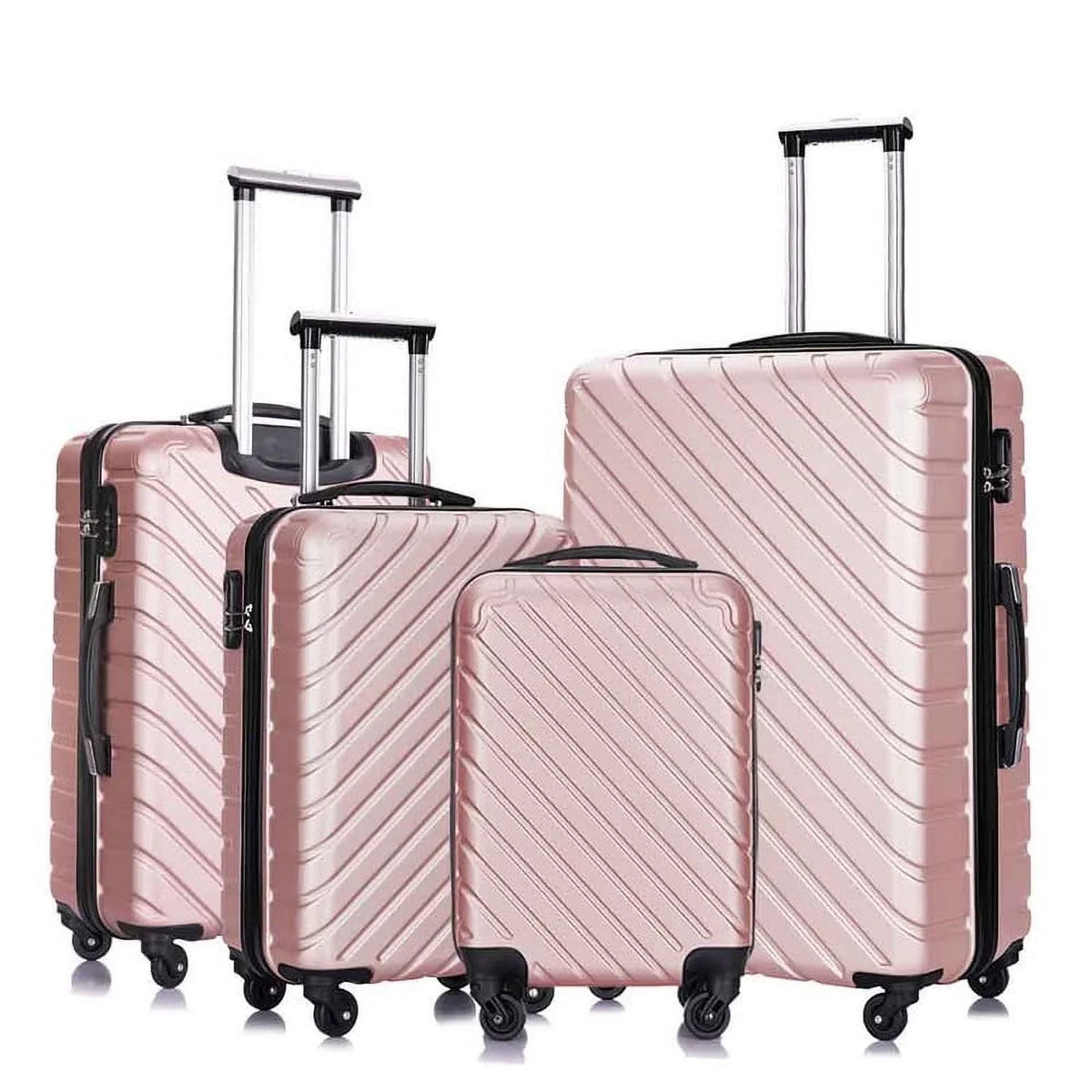 4 Piece Hardshell Luggage Sets,Travel Suitcase,Carry On Luggage with Spinner Wheels Free Enclosure Inside rose gold