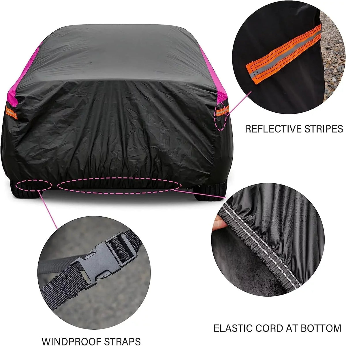 Molebt SUV Car Shield Waterproof All Weather , Size Fit for SUV Jeep Up to 181 inch, Pink