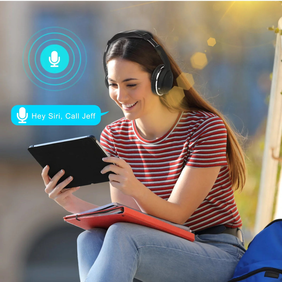 UrbanX UX35 Wireless Bluetooth Stereo Earphones with High Resolution Audio, Deep Bass, Superior Convenience Over The Ear Headphones with Mic for HTC Desire 10 Lifestyle Phone Call Support