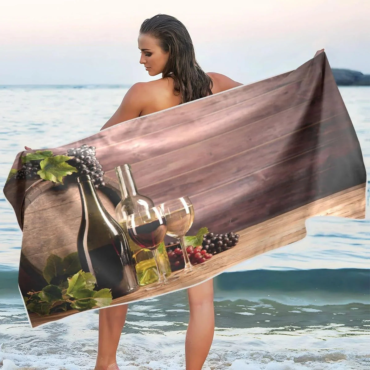Bestwell Wine Board Beach Towel Oversized Towel Blanket, Thin Lightweight Microfiber Sand Free Quick Dry Towel, 31”X71” Multipurpose Pool Bath Yoga Swim Shower Towel