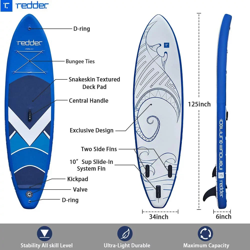 Utopia Inflatable Stand Up Paddle Boards with Premium SUP Paddle Board Accessories, Wide Stable Pattern Non-Slip Convenience Deck