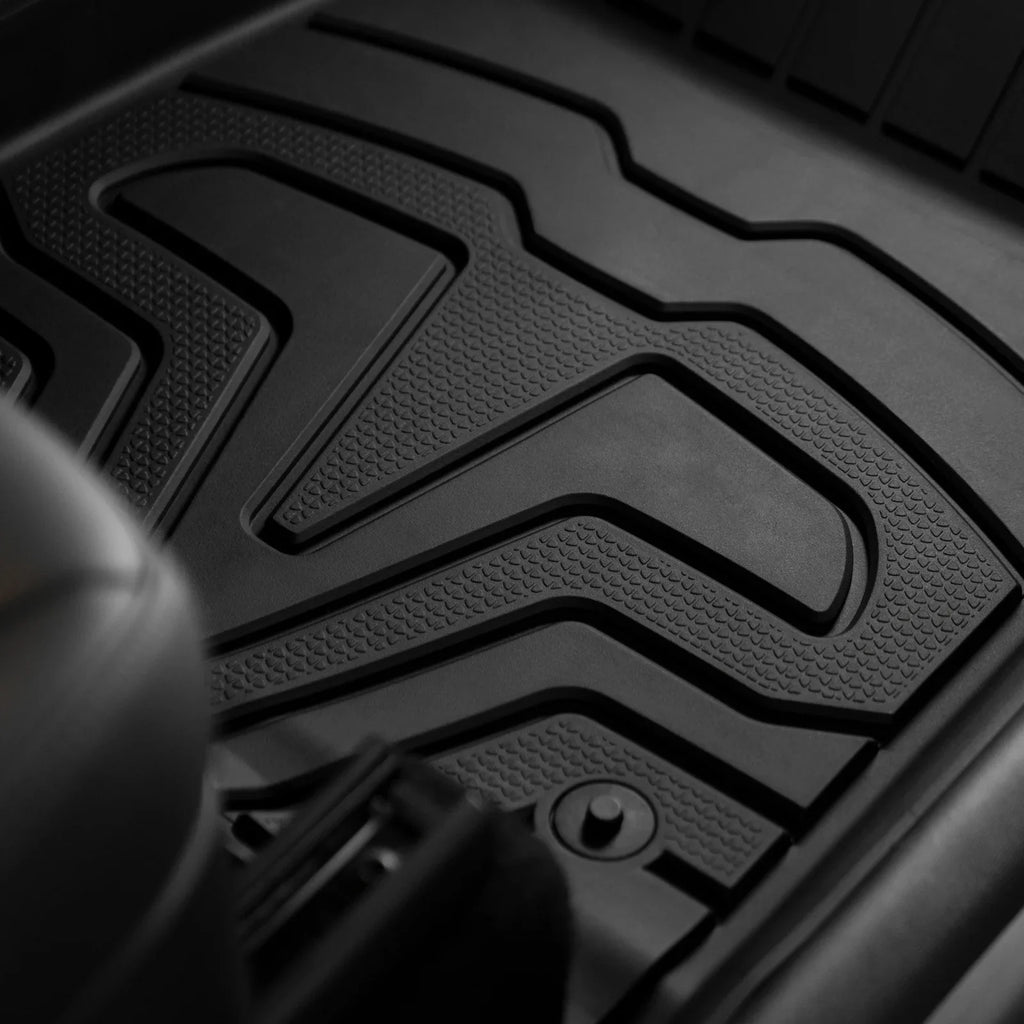 Ikon Motorsports 3D TPE Floor Mats + Trunk Mat Compatible with 2020-2023 Tesla Model Y, All Weather Floor Liners, Front & 2nd Row Full Set Custom Protection Heavy Duty Rear Tray Cargo Mats, Black