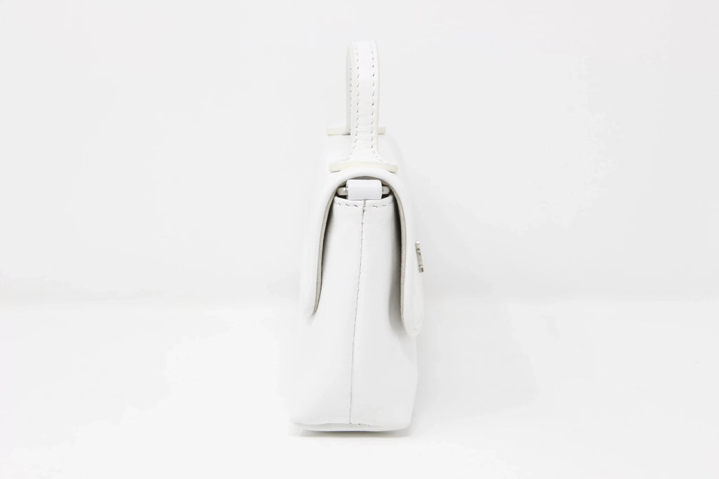 DOMINIE Crossbody Handbag /Clutch Purse White Leather With Removable Shoulder Strap Unisex Audrey