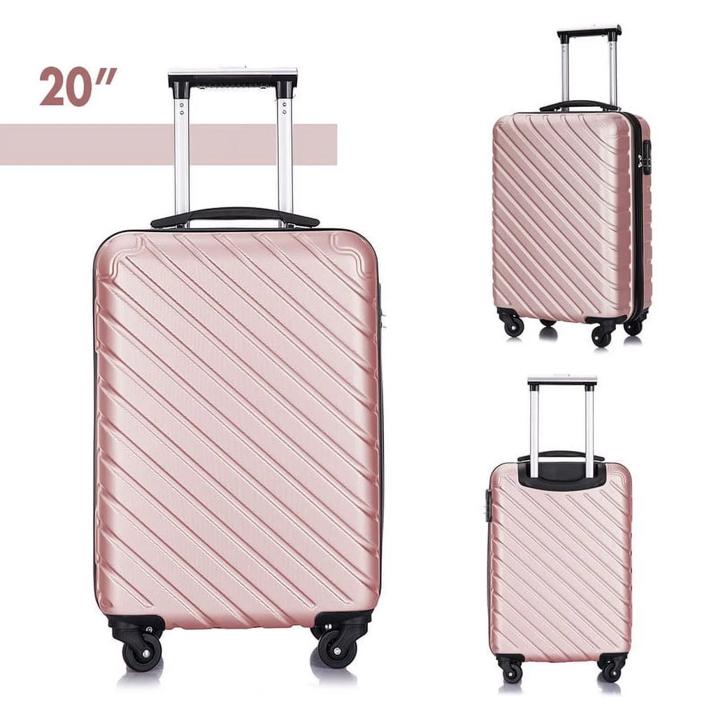 4 Piece Hardshell Luggage Sets,Travel Suitcase,Carry On Luggage with Spinner Wheels Free Enclosure Inside rose gold