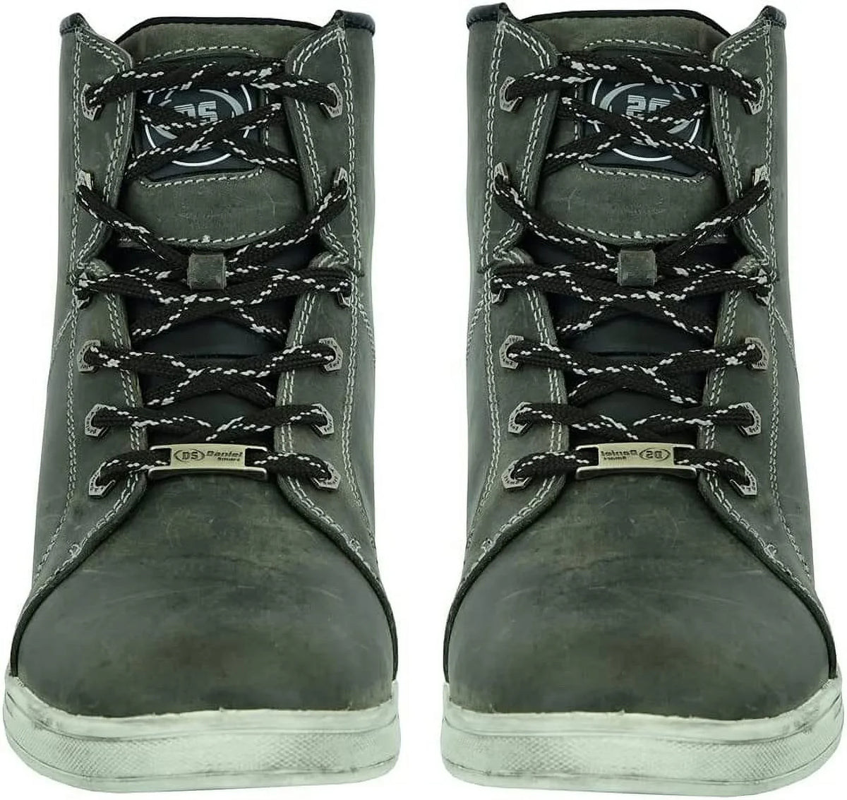 Daniel Smart Men’s Motorcycle Leather Shoes – Full Grain Waterproof Boots with Lace-up Closure & Lightweight Rubber Outsole
