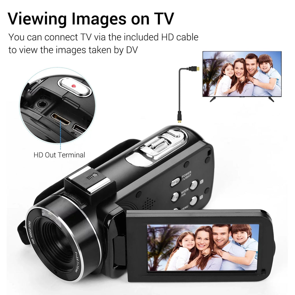Andoer-2 Video Camera,Video Camera Inch IPS Monitor DV Professional Video Camera 3.0 Inch Function 4K Handheld DV 3.0 Inch IPS QISUO ERYUE