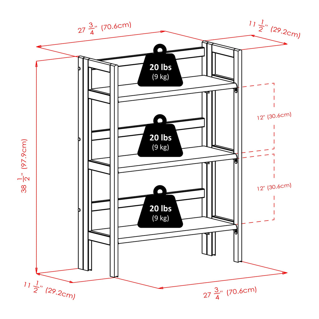 Winsome Timber Terry 3-Tier Foldable Shelf, Stackable, Walnut Finish