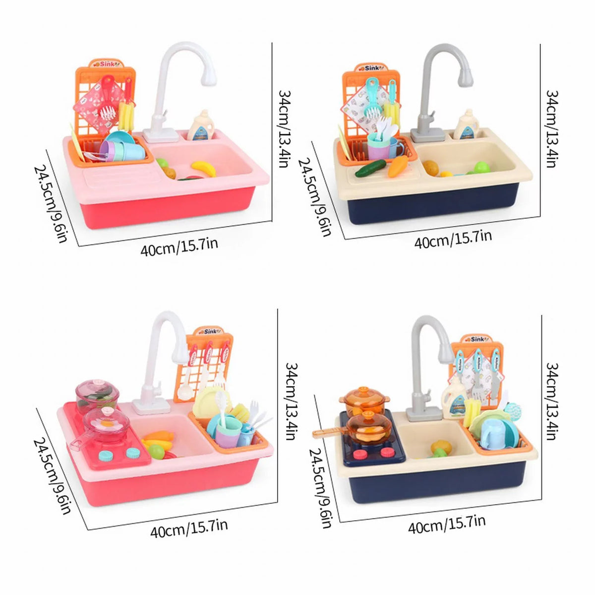 Kitchen Sink Toys Children Electric Dishwasher Playing Toy With Running Water Automatic Water Cycle System Play House Pretend Role Play Toys for Boys Girls Alphabet Board Game Board for Toddlers