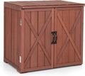 30" Outdoor Storage Box, Timber Storage Deck Box W/Spacious Inner Space & Countertop, Tool Storage Cabinet for Backyard Garden Porch, Easy Assembly, 30" x 22" x 28.5" (Brown)
