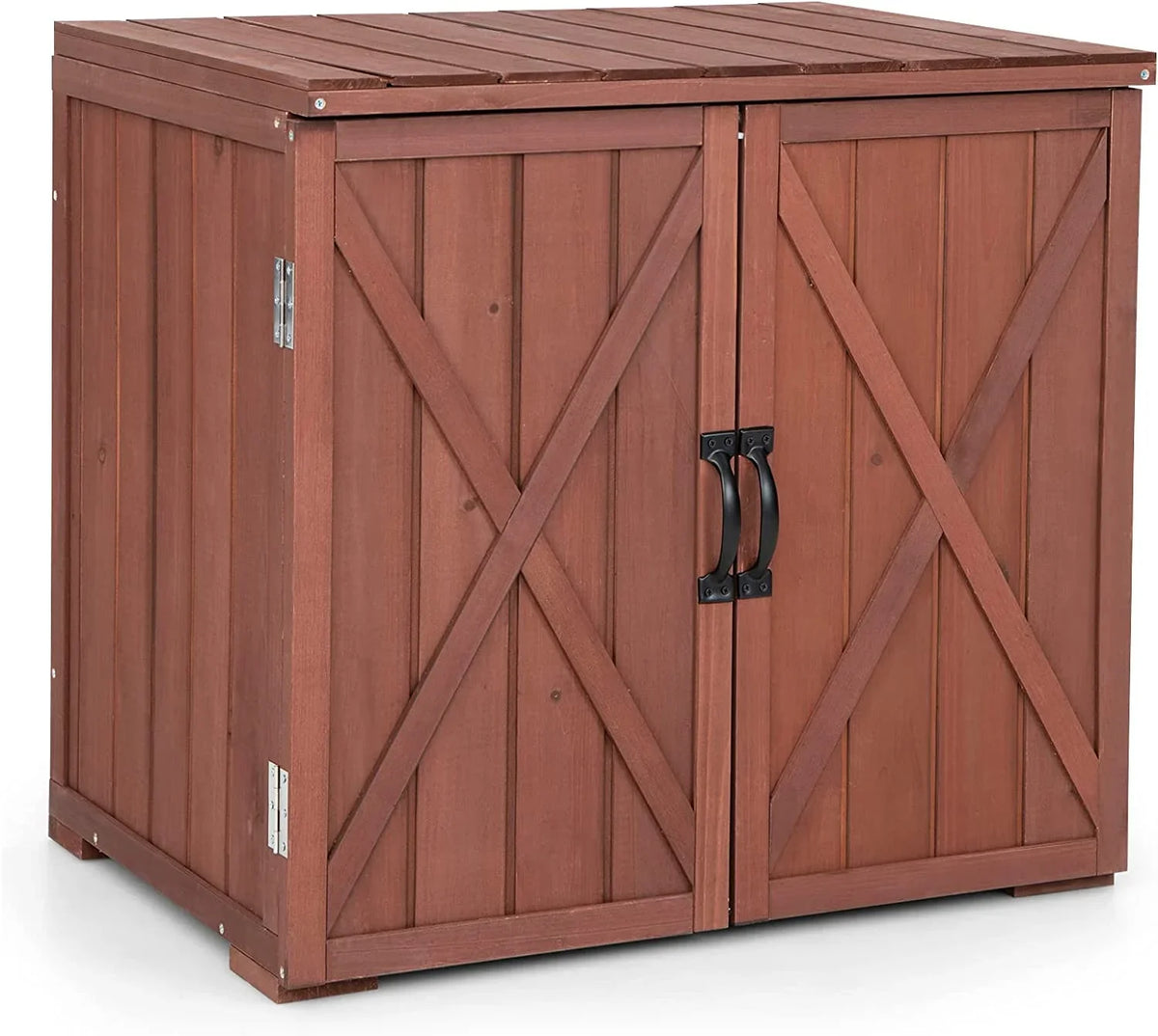 30" Outdoor Storage Box, Timber Storage Deck Box W/Spacious Inner Space & Countertop, Tool Storage Cabinet for Backyard Garden Porch, Easy Assembly, 30" x 22" x 28.5" (Brown)