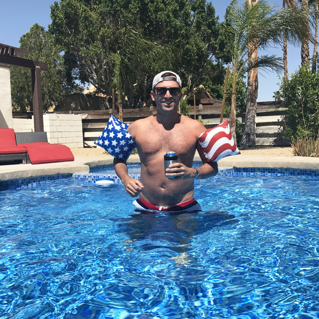 GoFloats America Flag Adult Water Wing Floaties - Own The Pool (Novelty USE ONLY)