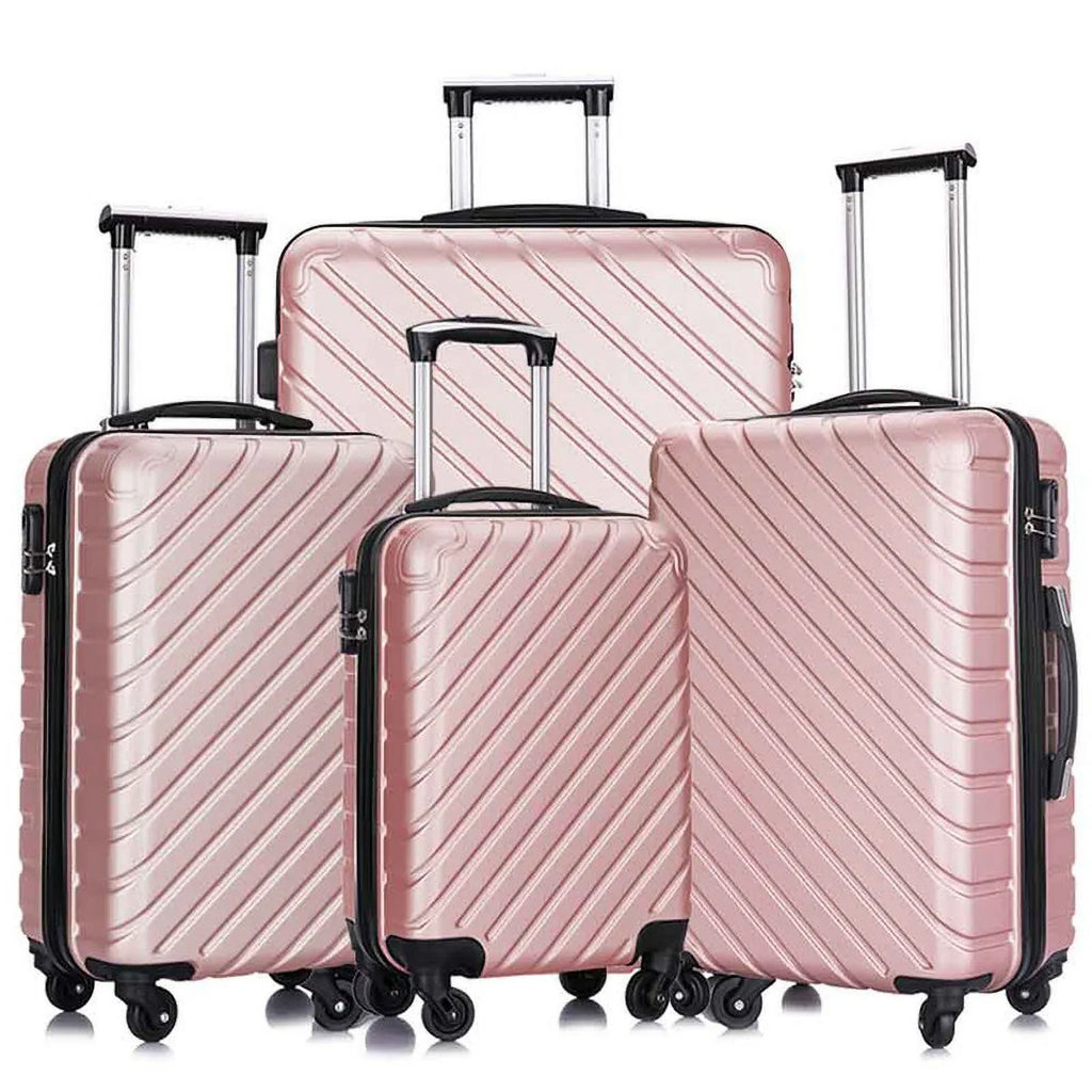 4 Piece Hardshell Luggage Sets,Travel Suitcase,Carry On Luggage with Spinner Wheels Free Enclosure Inside rose gold