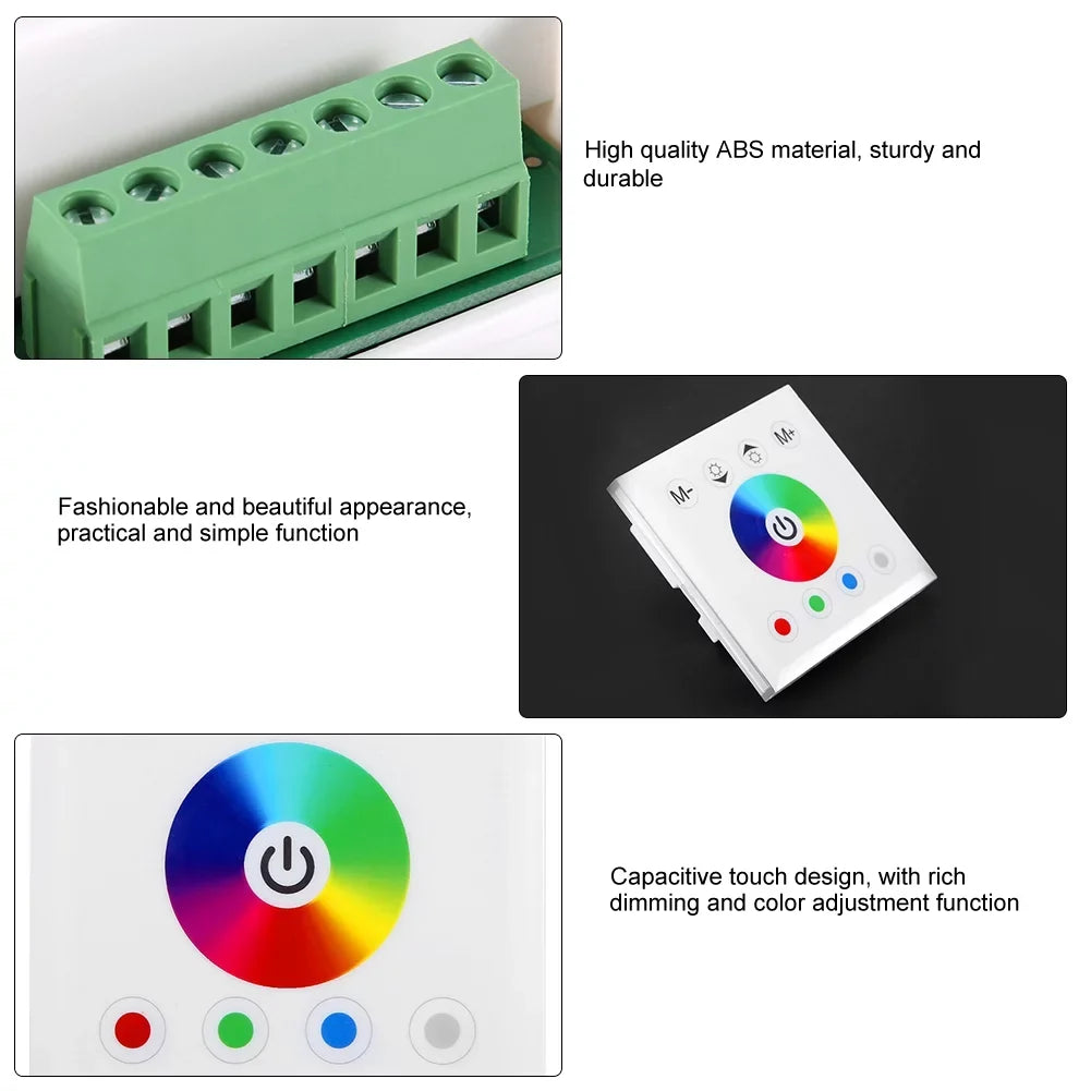 Jadeshay Panel Controller Wall Mounted Colorful RGBW LED Touch Panel Controller Dimmer Switch for LED Strip Light(white)
