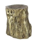 DecMode Eclectic Gold Chopped Tree Log Inspired Accent Table, 18"W x 19"H with Gold Carved Lumber Grain Finish