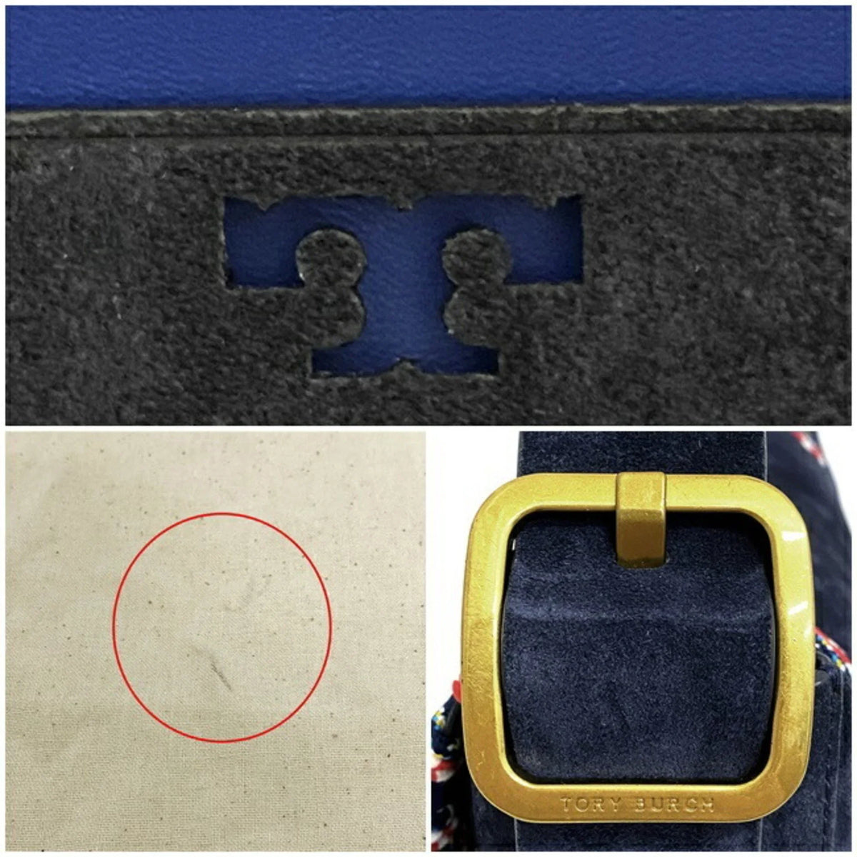 Pre-Owned Tory Burch One Shoulder Bag Navy Multicolor 10005608 01-17 Flap Leather Suede TORY BURCH Ladies (Good)