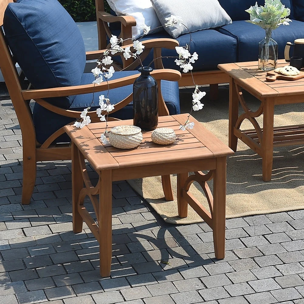 Cambridge Casual Lowell Teak Patio Side Table Weathered Gray