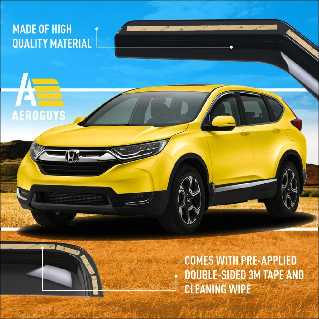 AEROGUYS in-Channel Window Deflectors Extra Resilient Window Visors Rain Guards Fit for Honda CR-V 2017-2022, Sun Visors, Wind Deflectors, Vent Visors, Car Accessories - 4pcs. AG0064