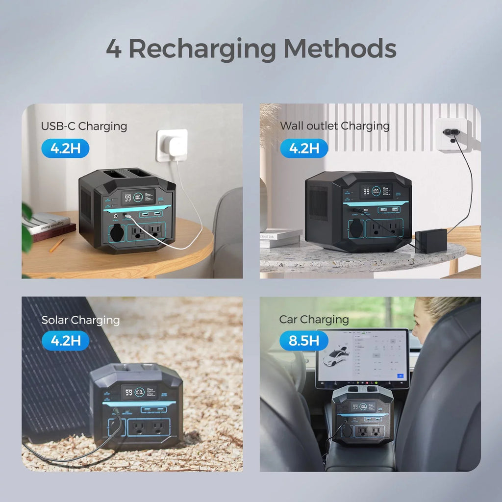 Renogy Portable Power Station 222Wh Solar Generator 2 120V/200W AC Outlets, 60W USB-C PD Output, Lightweight Lithium Backup Battery Pass-Through Charging for Outdoor Camping Home Emergency
