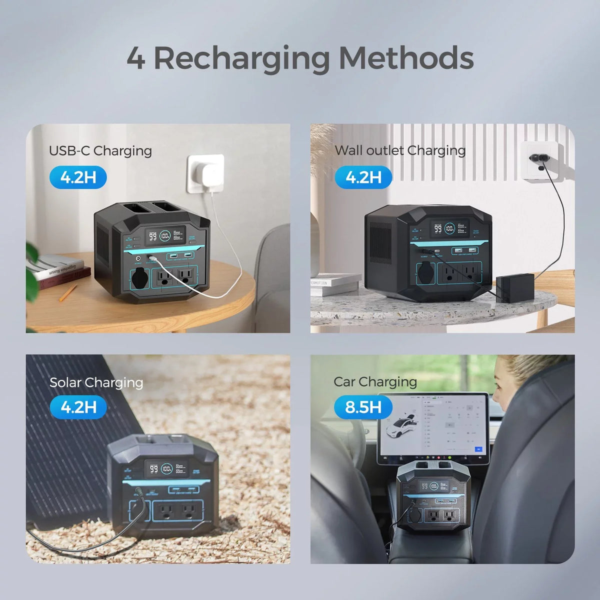 Renogy Portable Power Station 222Wh Solar Generator 2 120V/200W AC Outlets, 60W USB-C PD Output, Lightweight Lithium Backup Battery Pass-Through Charging for Outdoor Camping Home Emergency