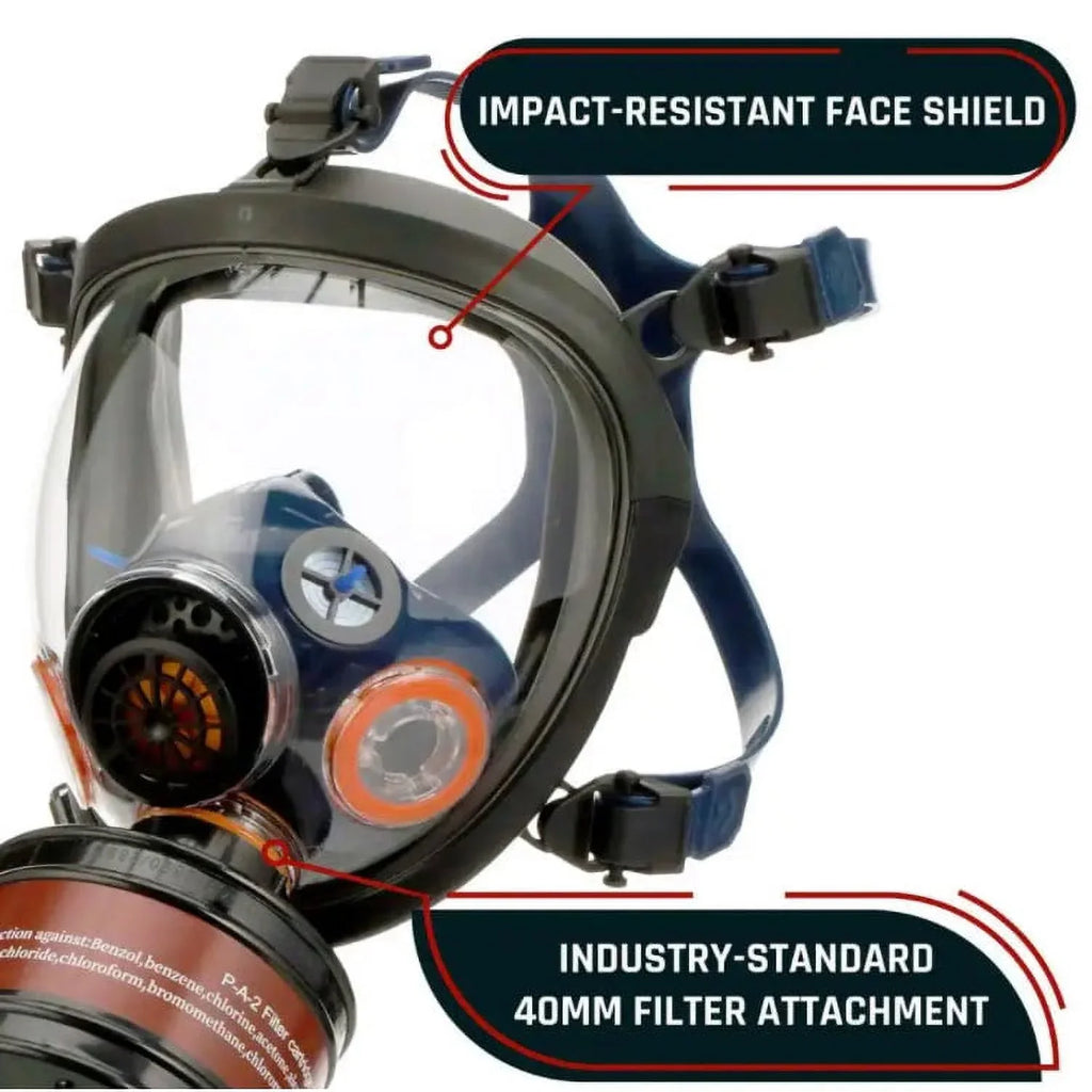 ST-100X Full Face Survival Respirator Gas Mask with Organic Vapor and Particulate Filtration