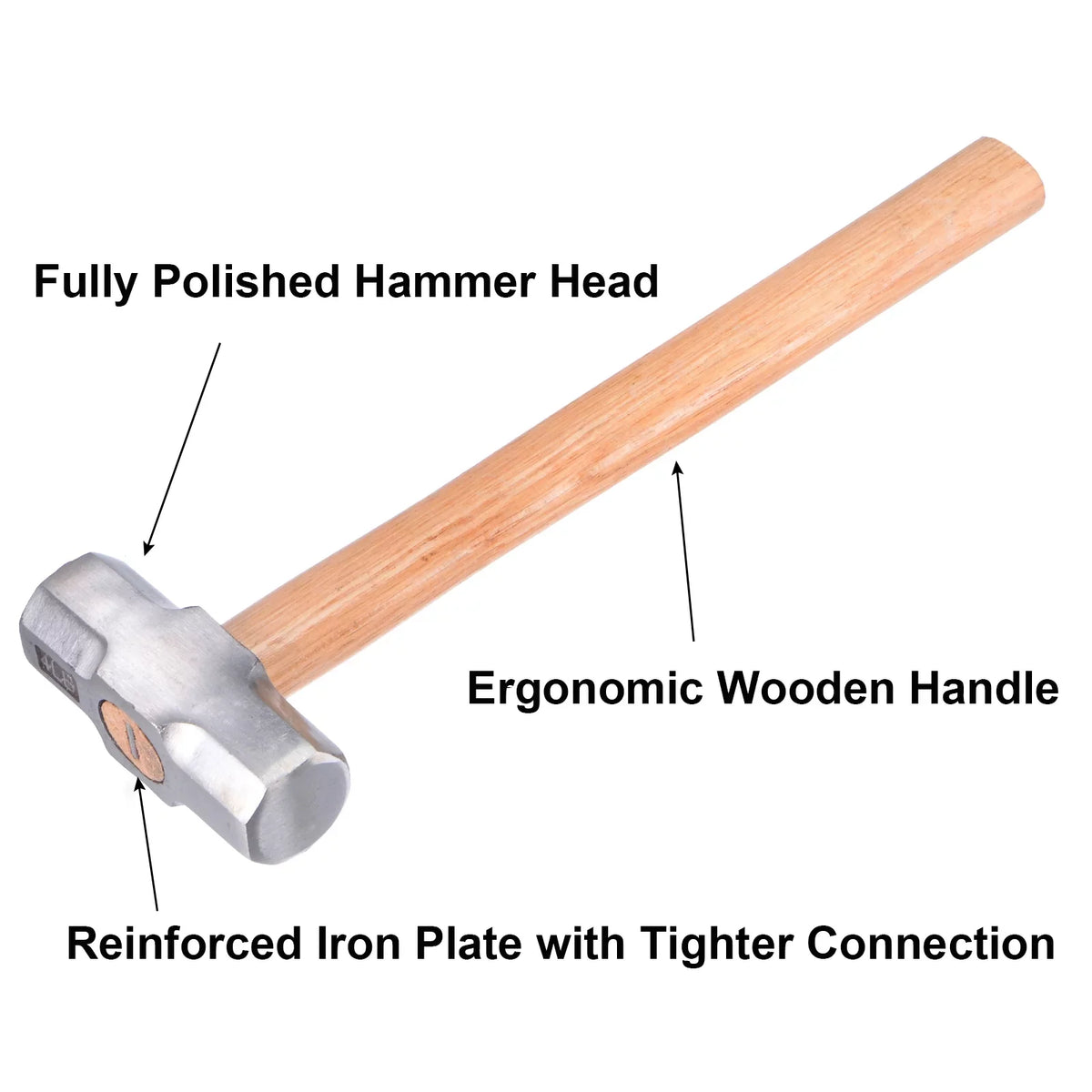 Uxcell 1070g Sledge Hammer 12.2" Plank Handle Engineer Hammer with Forged Steel Head for Home Industry Plank