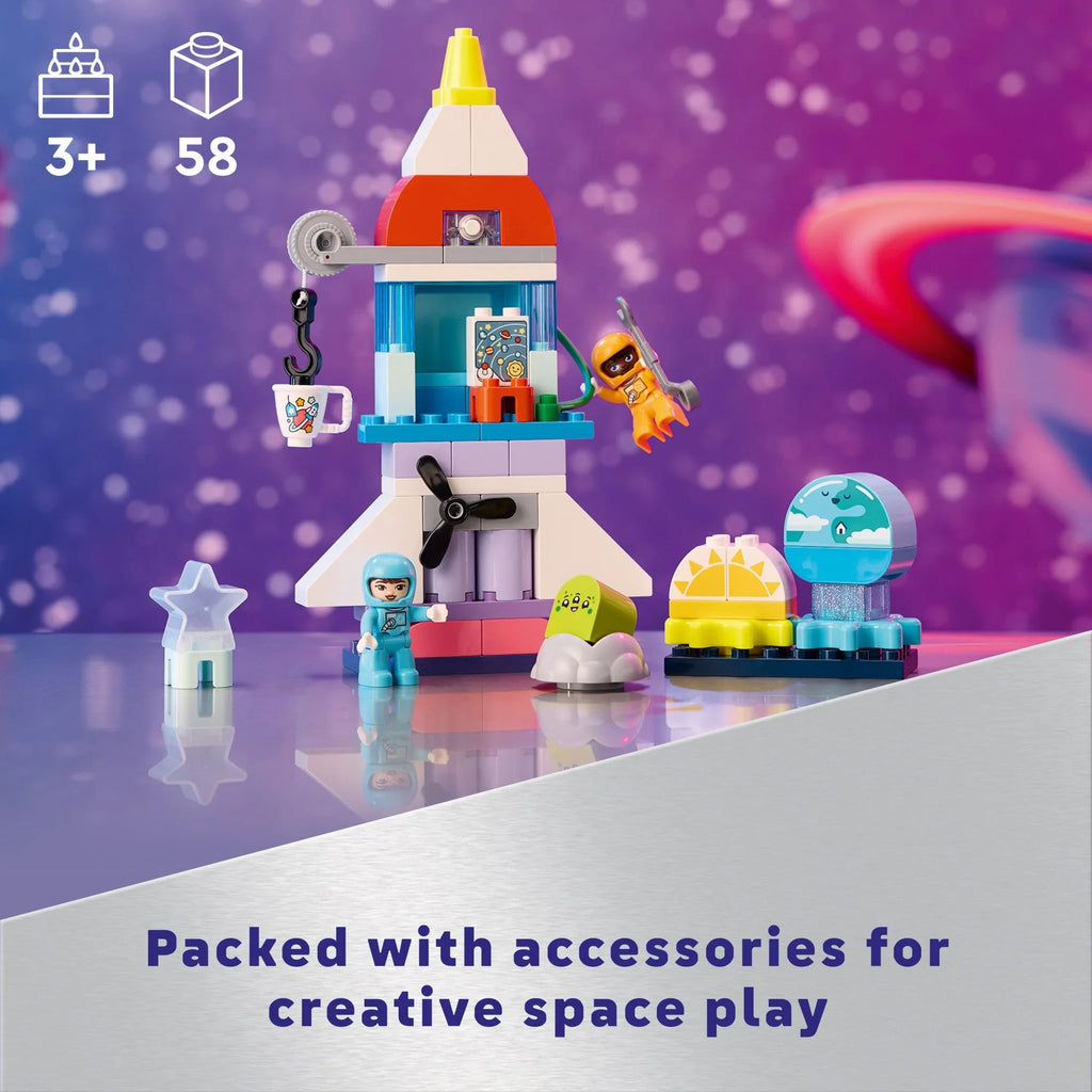 LEGO DUPLO 3 in 1 Space Shuttle Adventure Rocket Ship Building Set, Kids Educational Space Protection Toy for 3-Year-Olds and Up, Develops Preschool Kids’ Learning and Fine Motor Skills, 10422
