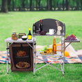 DENEST Folding Camping Kitchen Station Portable Barbecue Table Rack Brown Fabric Shield