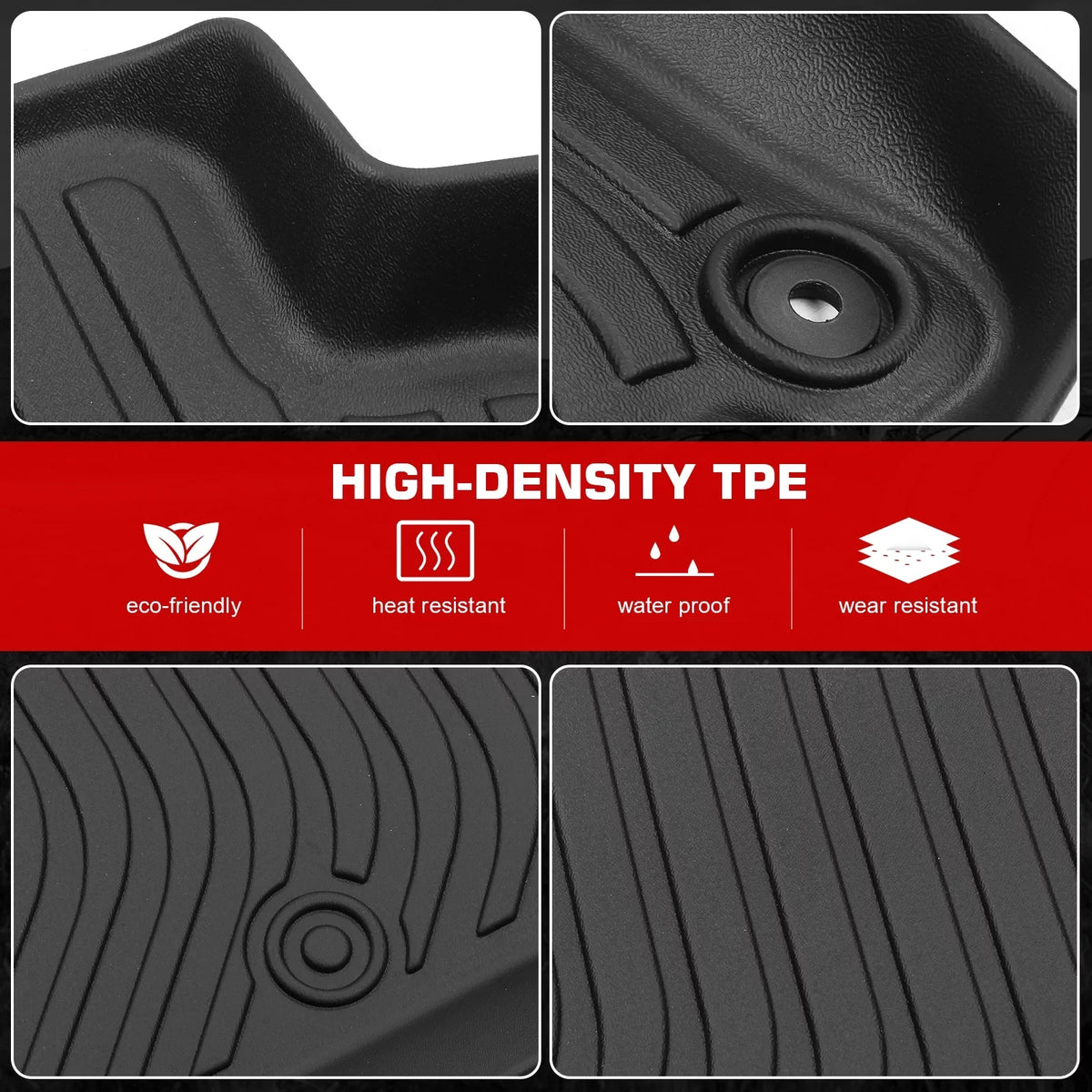Ikon Motorsports Floor Mats & Trunk Mat Compatible With 2023-2024 Honda HR-V, Black 3D Molded Carpets Liner 1st 2nd Row Front Rear Boot Tray Protection Protection Cargo Pad TPE All Weather Protector