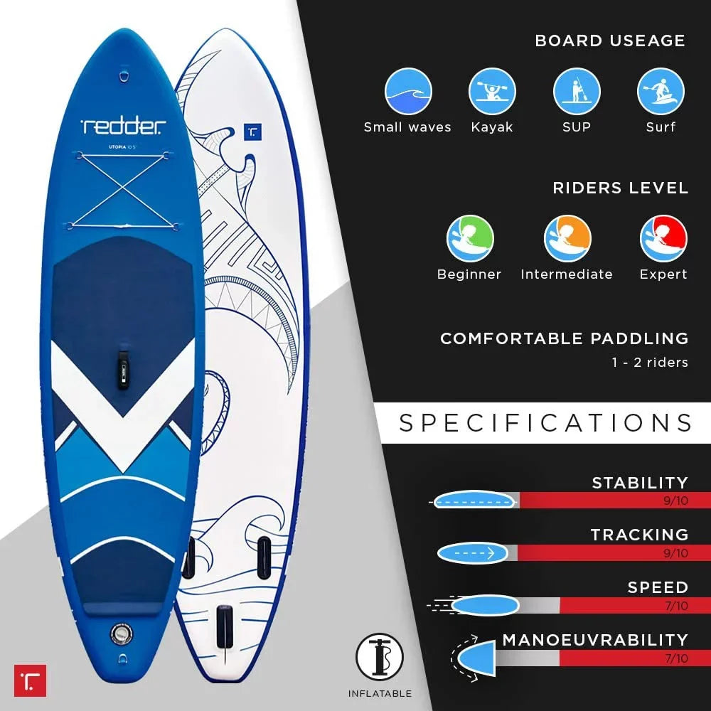 Utopia Inflatable Stand Up Paddle Boards with Premium SUP Paddle Board Accessories, Wide Stable Pattern Non-Slip Convenience Deck