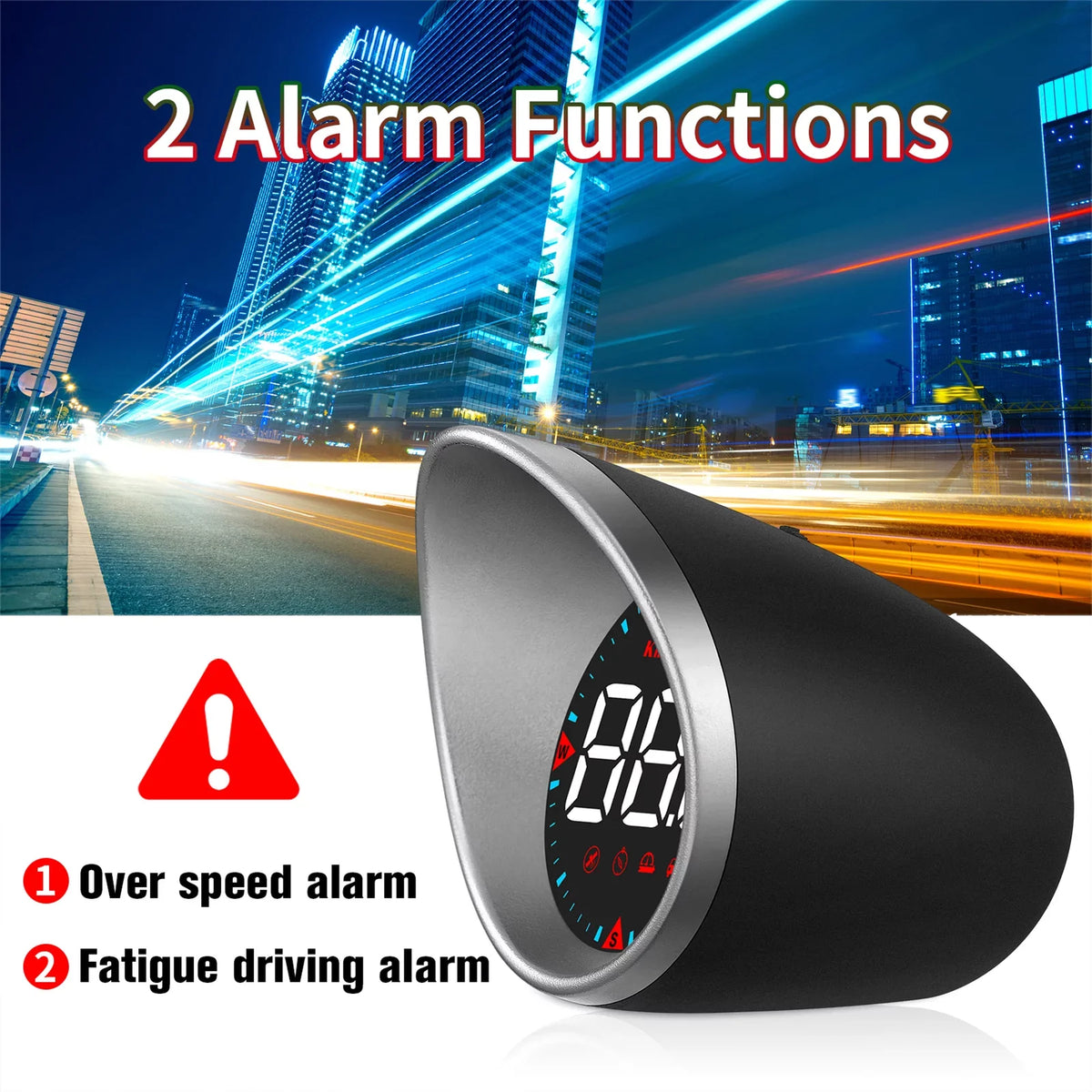 Htovila Car Car Head-up Display Digital Speedometer Display Driving Mileage, Compass Angle, Overspeed and Fatigue Driving