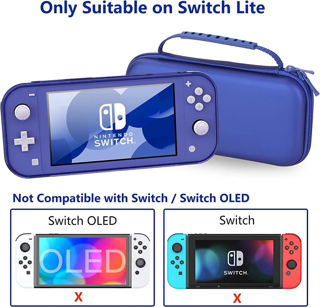 HEYSTOP Case for Nintendo Switch Lite,Protective Hard Portable Travel Carry Case for Nintendo Switch Lite Console and Accessories,Switch Lite Case with TPU Glitter Protective Case and Thumb Cap,Blue