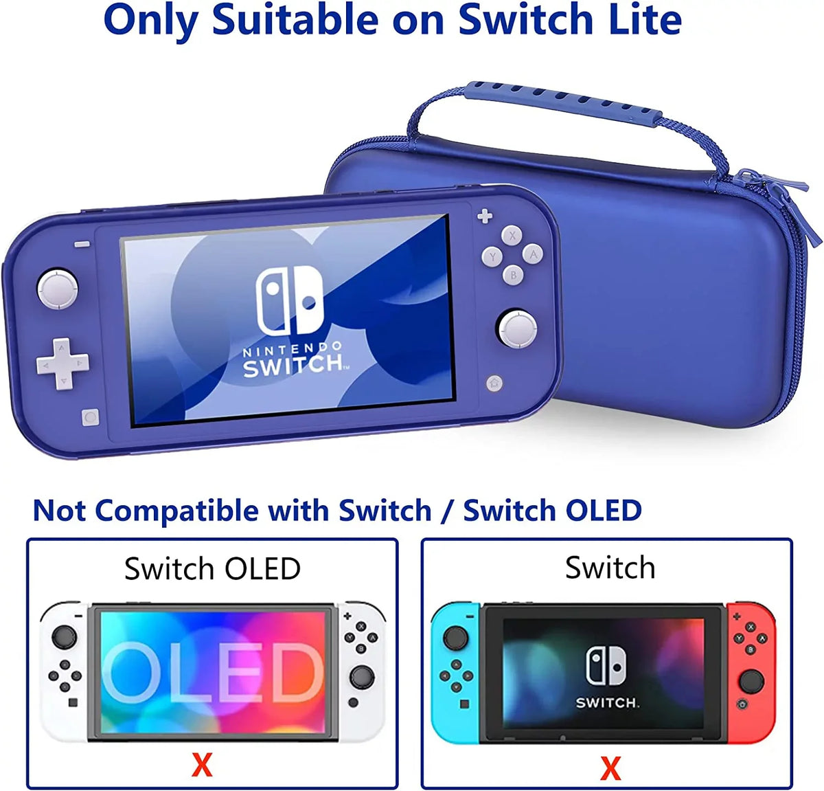 HEYSTOP Case for Nintendo Switch Lite,Protective Hard Portable Travel Carry Case for Nintendo Switch Lite Console and Accessories,Switch Lite Case with TPU Glitter Protective Case and Thumb Cap,Blue