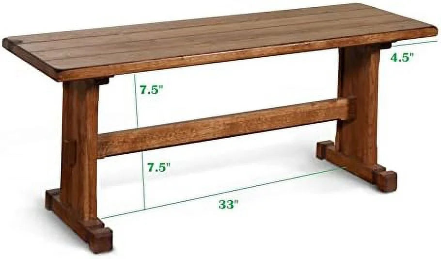 LLBIULife Sedona 18.5" Farmhouse Mindi Lumber Nook Side Bench in Rustic Oak