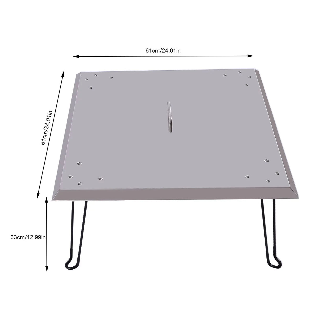 Miumaeov Square Fire Pit Burner Shield to Push Heat Down and Out Fire Pit Heat Deflector 24*24in with Foldable Legs Stainless Steel