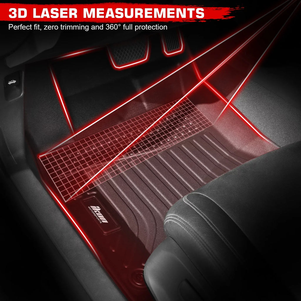 Ikon Motorsports Floor Mats & Trunk Mat Compatible With 2023-2024 Toyota Prius , Black 3D Molded Carpets Liner 1st 2nd Row Front Rear Pad 4PC TPE Thermo Plastic Elastomer All Weather Protector