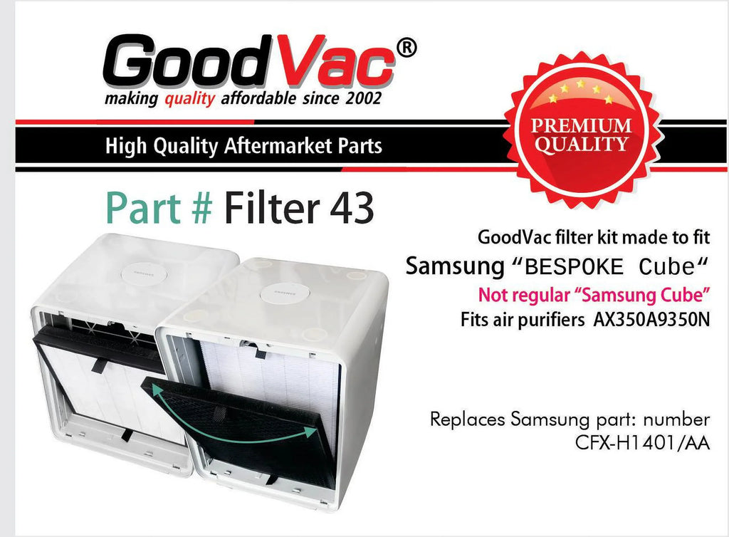 GOODVAC Replacement H13 True HEPA Filter Kit Compatible with Samsung Bespoke Cube Air Purifiers CFX-H1401/AA
