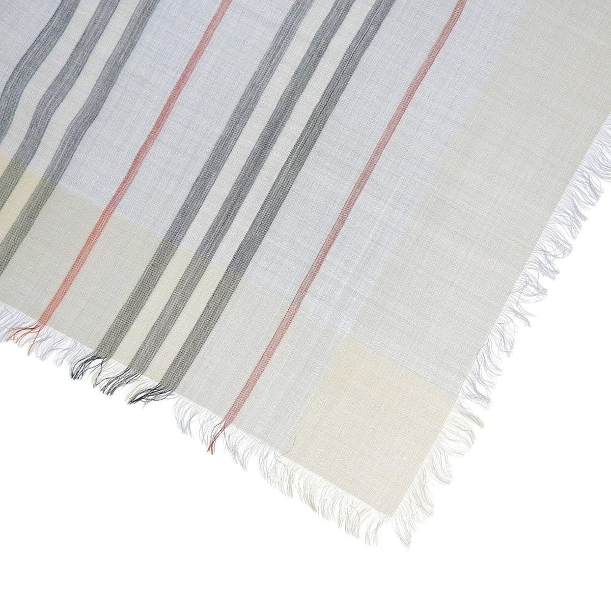 Pre-Owned Burberry BURBERRY scarf border stripe wool silk light blue 80173691 (Like New)