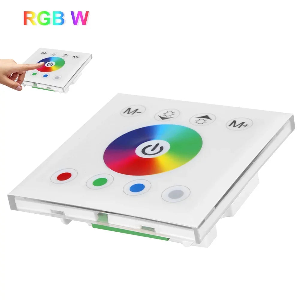 Jadeshay Panel Controller Wall Mounted Colorful RGBW LED Touch Panel Controller Dimmer Switch for LED Strip Light(white)